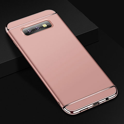 Schutzhülle Luxus Metall Rahmen und Kunststoff Schutzhülle Tasche T01 für Samsung Galaxy S10e Rosegold