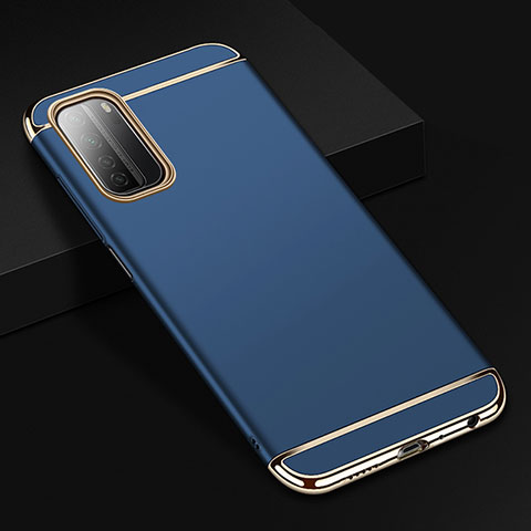 Schutzhülle Luxus Metall Rahmen und Kunststoff Schutzhülle Tasche T02 für Huawei Nova 7 SE 5G Blau