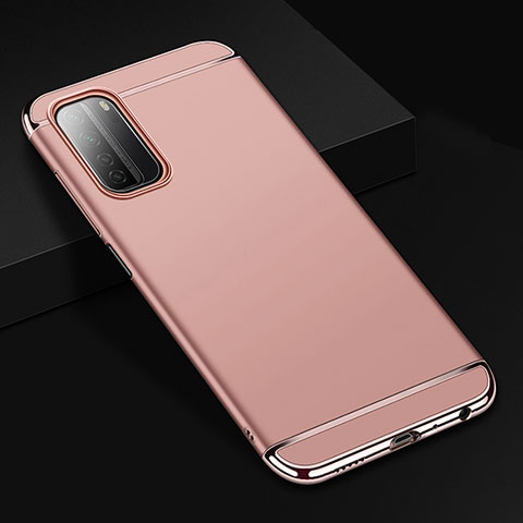 Schutzhülle Luxus Metall Rahmen und Kunststoff Schutzhülle Tasche T02 für Huawei Nova 7 SE 5G Rosegold