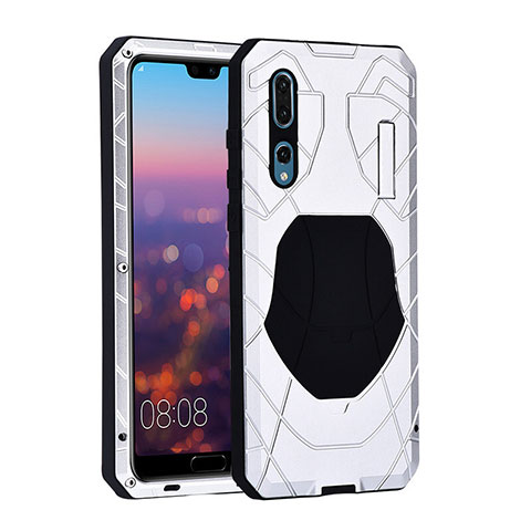 Schutzhülle Luxus Metall Rahmen und Silikon Schutzhülle Tasche K01 für Huawei P20 Pro Weiß