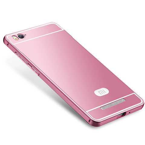 Schutzhülle Luxus Metall Rahmen und Silikon Schutzhülle Tasche M01 für Xiaomi Mi 4C Rosa