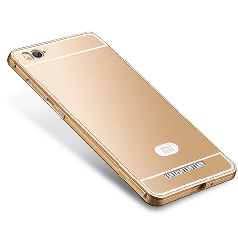 Schutzhülle Luxus Metall Rahmen und Silikon Schutzhülle Tasche M01 für Xiaomi Mi 4i Gold