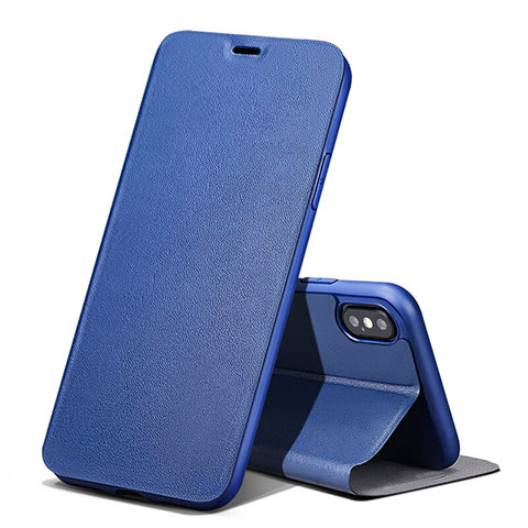 Schutzhülle Stand Tasche Leder für Apple iPhone Xs Max Blau