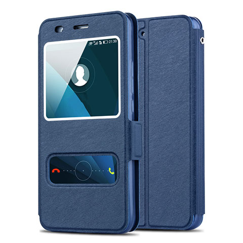 Schutzhülle Stand Tasche Leder für Huawei Honor 4A Blau