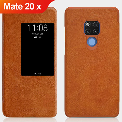 Schutzhülle Stand Tasche Leder für Huawei Mate 20 X Braun