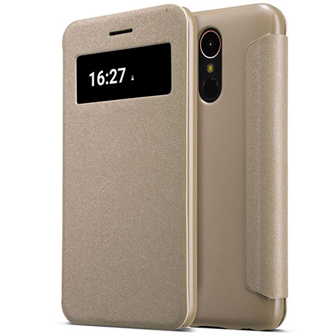 Schutzhülle Stand Tasche Leder für LG K10 (2017) Gold