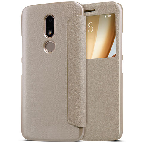 Schutzhülle Stand Tasche Leder für Motorola Moto M XT1662 Gold