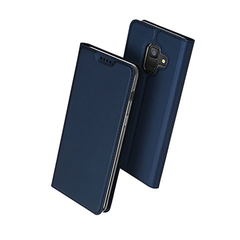 Schutzhülle Stand Tasche Leder für Samsung Galaxy A6 (2018) Dual SIM Blau