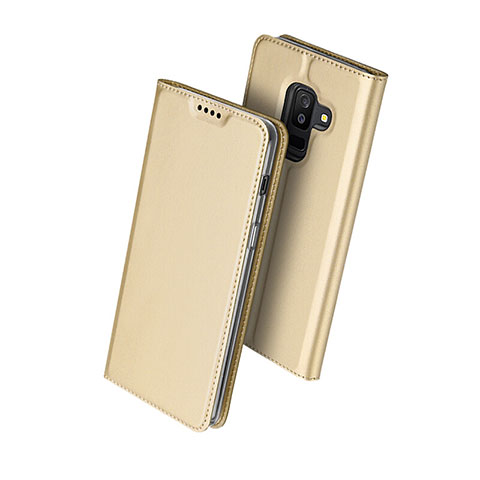 Schutzhülle Stand Tasche Leder für Samsung Galaxy A6 Plus Gold