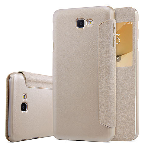 Schutzhülle Stand Tasche Leder für Samsung Galaxy J5 Prime G570F Gold