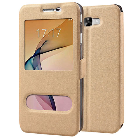 Schutzhülle Stand Tasche Leder für Samsung Galaxy J7 Prime Gold