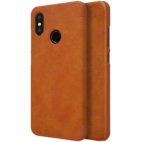 Schutzhülle Stand Tasche Leder für Xiaomi Mi 8 Braun