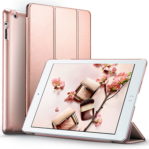 Schutzhülle Stand Tasche Leder L01 für Apple iPad 4 Rosegold