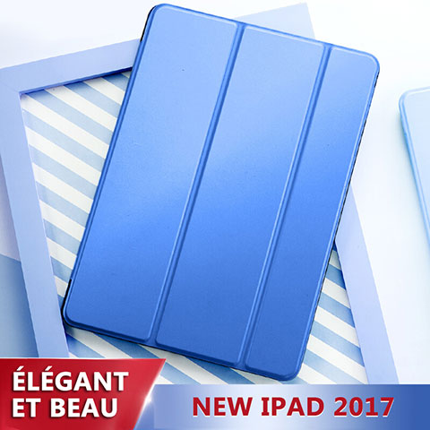 Schutzhülle Stand Tasche Leder L01 für Apple New iPad 9.7 (2017) Blau