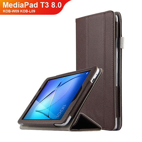 Schutzhülle Stand Tasche Leder L01 für Huawei MediaPad T3 8.0 KOB-W09 KOB-L09 Braun