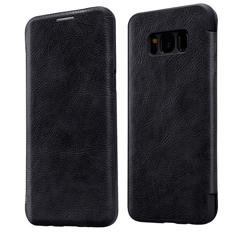 Schutzhülle Stand Tasche Leder L01 für Samsung Galaxy S8 Plus Schwarz