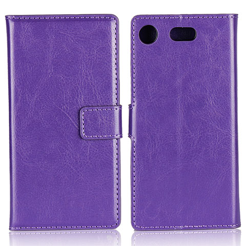 Schutzhülle Stand Tasche Leder L01 für Sony Xperia XZ1 Compact Violett