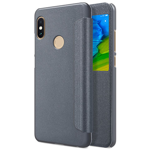 Schutzhülle Stand Tasche Leder L01 für Xiaomi Redmi Note 5 Pro Grau