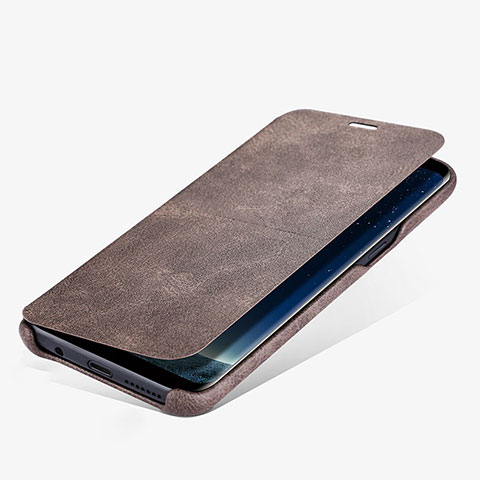 Schutzhülle Stand Tasche Leder L03 für Samsung Galaxy S8 Plus Braun