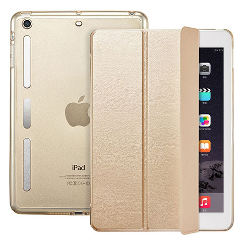 Schutzhülle Stand Tasche Leder L05 für Apple iPad Mini 2 Gold