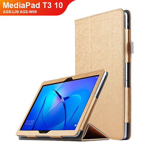 Schutzhülle Stand Tasche Leder L07 für Huawei MediaPad T3 10 AGS-L09 AGS-W09 Gold