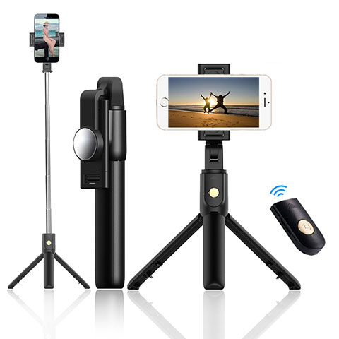 Selfie Stick Stange Stativ Bluetooth Teleskop Universal T22 Schwarz