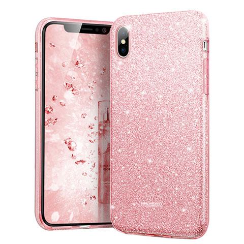 Silikon Hülle Gummi Schutzhülle Bling Bling für Apple iPhone X Rosa