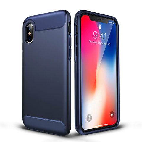 Silikon Hülle Gummi Schutzhülle Matt für Apple iPhone X Blau