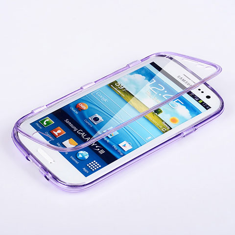 Silikon Hülle Handyhülle Flip Schutzhülle Durchsichtig Transparent für Samsung Galaxy S3 III i9305 Neo Violett