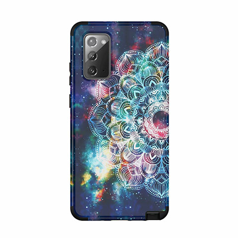 Silikon Hülle Handyhülle Gummi Schutzhülle Blumen A01 für Samsung Galaxy Note 20 5G Blau