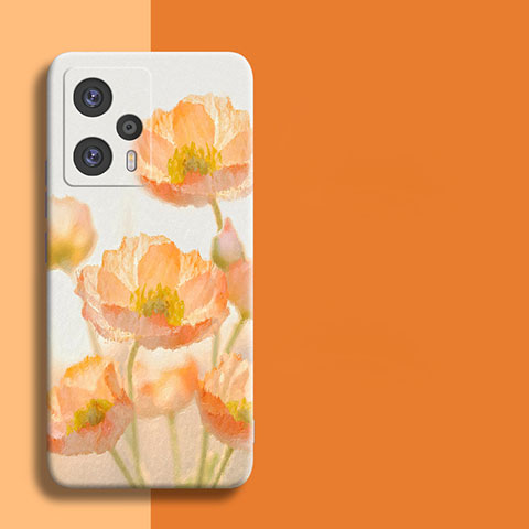 Silikon Hülle Handyhülle Gummi Schutzhülle Blumen für Xiaomi Redmi Note 12 Turbo 5G Orange