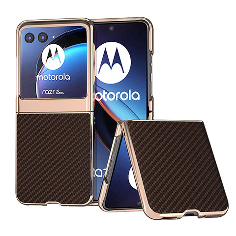 Silikon Hülle Handyhülle Gummi Schutzhülle Flexible Leder Tasche B04H für Motorola Moto Razr 40 Ultra 5G Braun