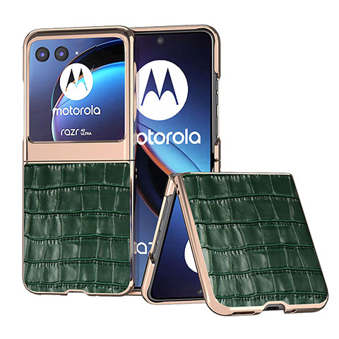 Silikon Hülle Handyhülle Gummi Schutzhülle Flexible Leder Tasche B08H für Motorola Moto Razr 40 Ultra 5G Grün