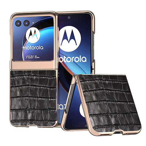 Silikon Hülle Handyhülle Gummi Schutzhülle Flexible Leder Tasche B08H für Motorola Moto Razr 40 Ultra 5G Schwarz