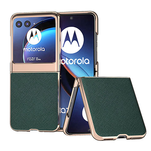 Silikon Hülle Handyhülle Gummi Schutzhülle Flexible Leder Tasche B09H für Motorola Moto Razr 40 Ultra 5G Grün