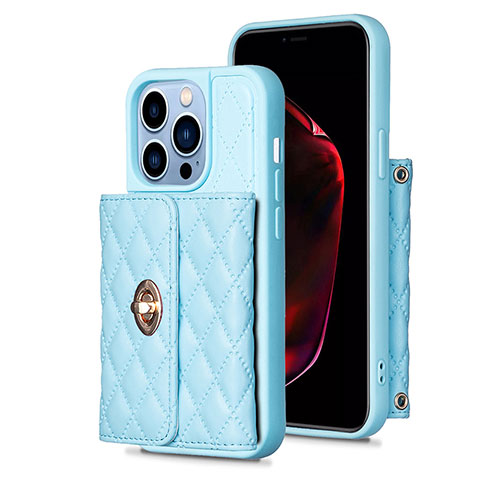 Silikon Hülle Handyhülle Gummi Schutzhülle Flexible Leder Tasche BF1 für Apple iPhone 13 Pro Max Blau