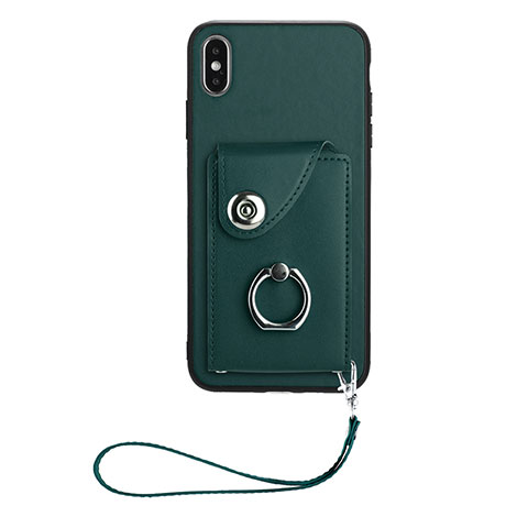 Silikon Hülle Handyhülle Gummi Schutzhülle Flexible Leder Tasche BF1 für Apple iPhone X Nachtgrün