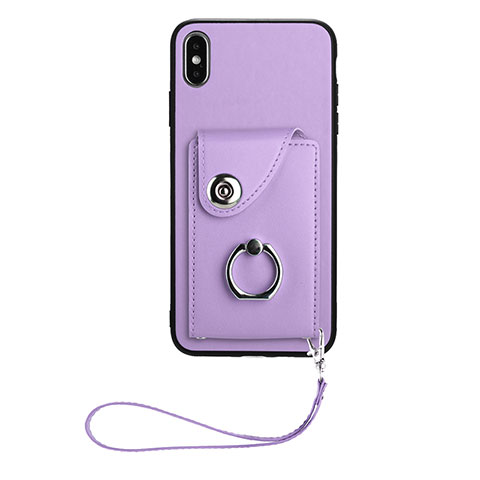 Silikon Hülle Handyhülle Gummi Schutzhülle Flexible Leder Tasche BF1 für Apple iPhone Xs Max Violett