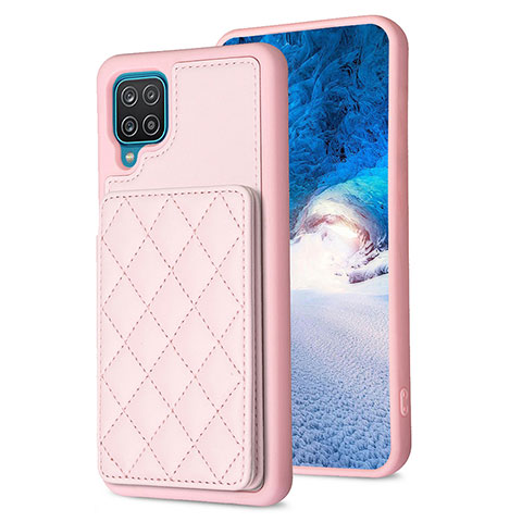 Silikon Hülle Handyhülle Gummi Schutzhülle Flexible Leder Tasche BF1 für Samsung Galaxy A12 Rosegold