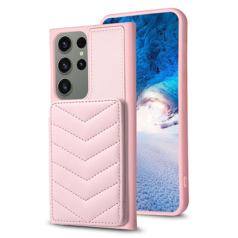 Silikon Hülle Handyhülle Gummi Schutzhülle Flexible Leder Tasche BF1 für Samsung Galaxy S22 Ultra 5G Rosegold