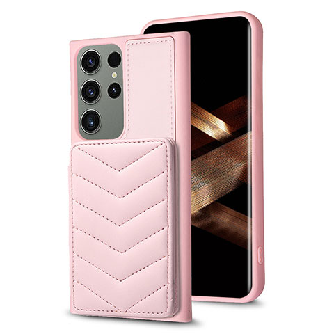 Silikon Hülle Handyhülle Gummi Schutzhülle Flexible Leder Tasche BF1 für Samsung Galaxy S24 Ultra 5G Rosegold