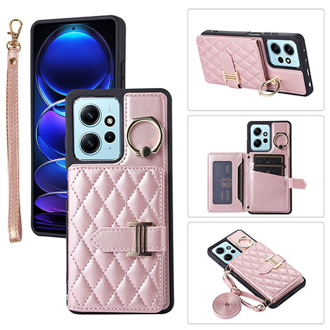 Silikon Hülle Handyhülle Gummi Schutzhülle Flexible Leder Tasche BF1 für Xiaomi Redmi Note 12 4G Rosegold