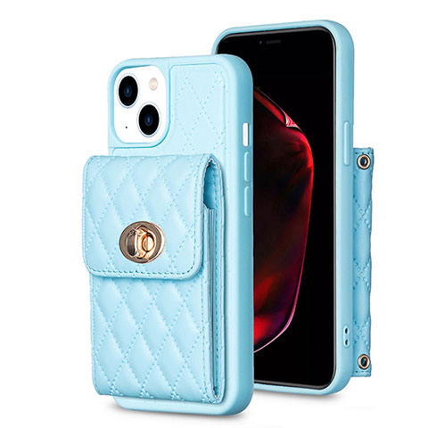 Silikon Hülle Handyhülle Gummi Schutzhülle Flexible Leder Tasche BF2 für Apple iPhone 13 Blau