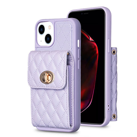 Silikon Hülle Handyhülle Gummi Schutzhülle Flexible Leder Tasche BF2 für Apple iPhone 14 Plus Helles Lila