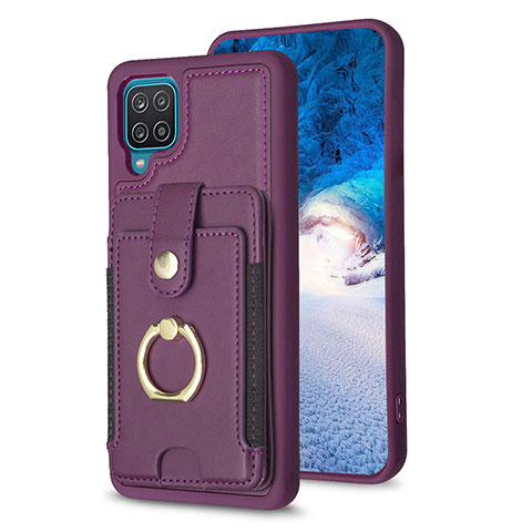 Silikon Hülle Handyhülle Gummi Schutzhülle Flexible Leder Tasche BF2 für Samsung Galaxy A12 5G Violett