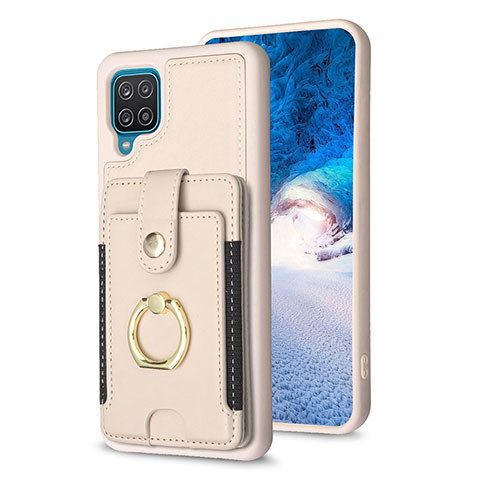 Silikon Hülle Handyhülle Gummi Schutzhülle Flexible Leder Tasche BF2 für Samsung Galaxy A12 Kahki