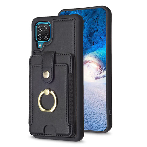 Silikon Hülle Handyhülle Gummi Schutzhülle Flexible Leder Tasche BF2 für Samsung Galaxy A12 Nacho Schwarz