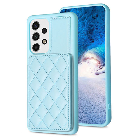 Silikon Hülle Handyhülle Gummi Schutzhülle Flexible Leder Tasche BF2 für Samsung Galaxy A53 5G Hellblau