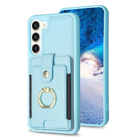 Silikon Hülle Handyhülle Gummi Schutzhülle Flexible Leder Tasche BF2 für Samsung Galaxy S22 Plus 5G Hellblau