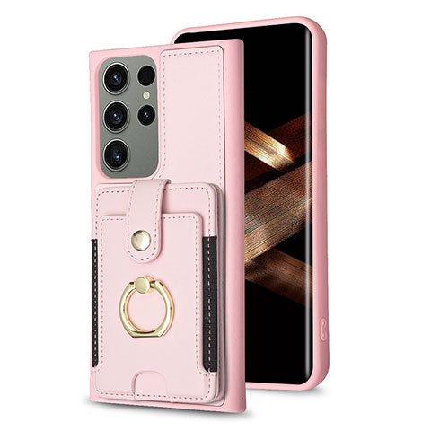 Silikon Hülle Handyhülle Gummi Schutzhülle Flexible Leder Tasche BF2 für Samsung Galaxy S24 Ultra 5G Rosegold